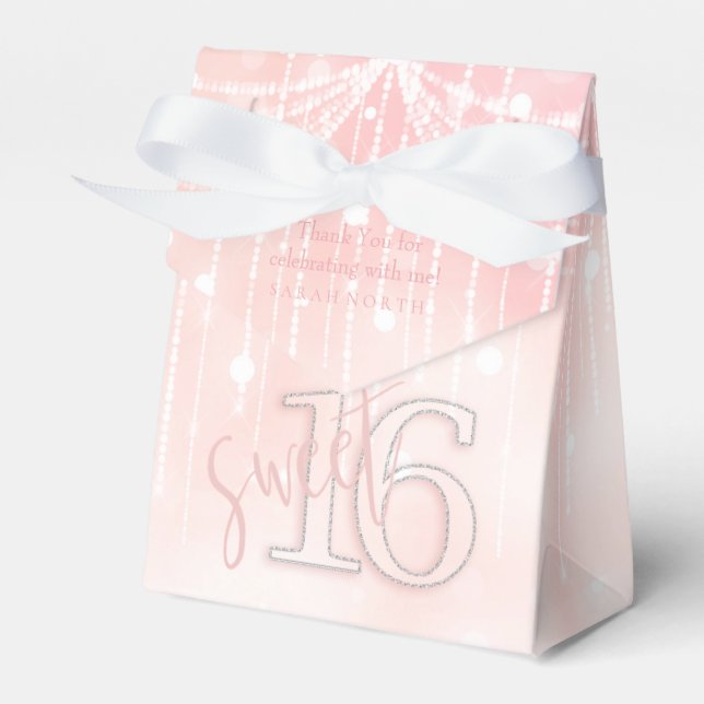 String Lights & Balloons Sweet 16 Rose Gold ID473 Geschenkschachtel (Vorderseite)