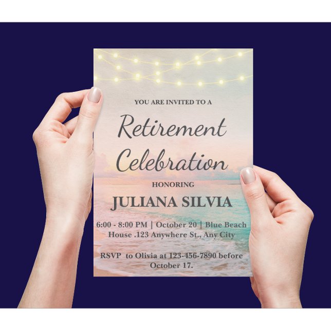 String Lights Beach Retirement Party Flyer (Von Creator hochgeladen)