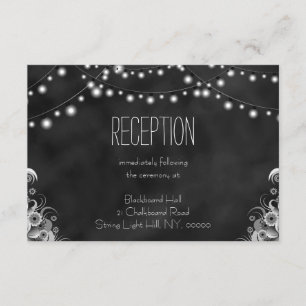 String Lights Black Chalkboard Empfang Card Begleitkarte