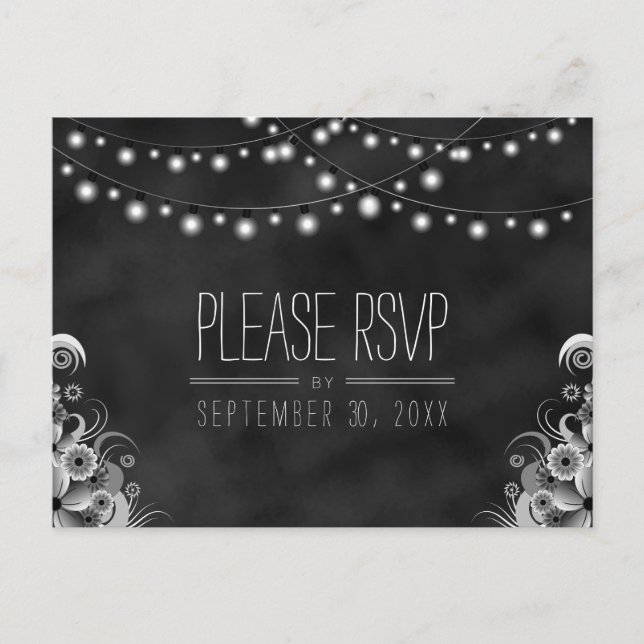 String Lights Black Chalkboard UAWG Repard Postard Einladungspostkarte (Vorderseite)