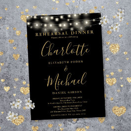 String Lights Black Gold Script Probe Dinner Einladung