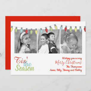 String Lights Christmas Foto Card Multi Foto Feiertagskarte