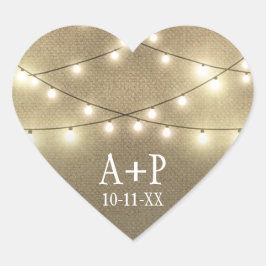 String Lights Country Rustic Burlap Gastgeschenke  Herz-Aufkleber