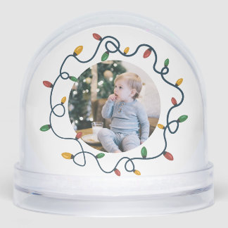 String Lights Custom Photo Baby 1st Christmas Schneekugeln