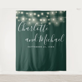 String Lights Emerald Green Wedding Foto Backgroun Wandteppich