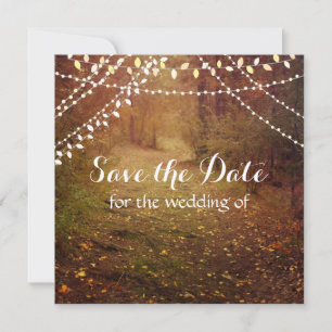 String Lights, Forest Path Save the Date Card