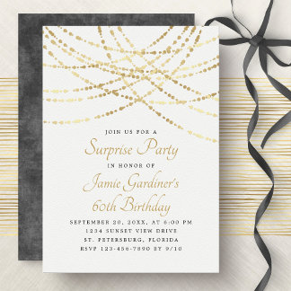 String Lights Gold Elegante Geburtstag Einladung