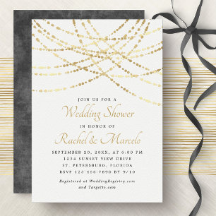 String Lights Gold Elegante Paare Polterabend Einladung