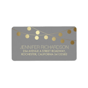 String Lights Gold Foil Wedding Adressaufkleber