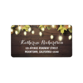 String lights & Herbstlaubs rustikale Adressetiket Adressaufkleber