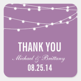 String Lights | Hochzeitskleber Quadratischer Aufkleber