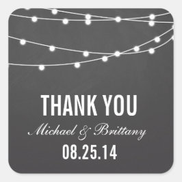 String Lights | Hochzeitskleber Quadratischer Aufkleber