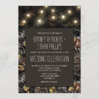 String Lights + Jagen Camouflage Hochzeitseinladun
