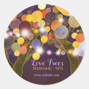 String Lights Liebe Trees in Lila Business Runder Aufkleber