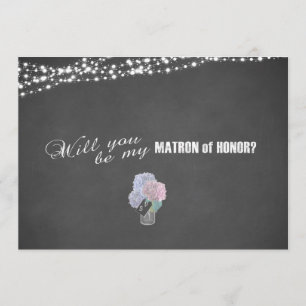 String Lights Mason Jar Chalkboard Matron of Ehre Einladung