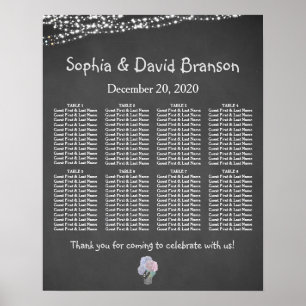 String Lights Mason Jar Chalkboard Sitzplan Poster