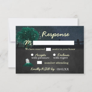 String Lights Mason Jar Firefly Wedding RSVP Cards Karte