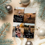 String Lights Merry Bright Christmas Photo Collage Feiertagskarte<br><div class="desc">Merry and bright Christmas photo collage card printed with pastel string lights in red,  pink,  mint,  and yellow with Merry and Bright in a vintage swirly script.</div>