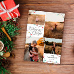 String Lights Merry Bright Weihnachten 4 Fotos<br><div class="desc">Fröhliche und helle Weihnachts-Foto-Collage-Karte mit pastellfarbenen Saitenleuchten in Rot,  Rosa,  Minze und Gelb mit Merry und Bright in einem Vintagen Wirblen Drehbuch auf weißem Hintergrund gedruckt.</div>