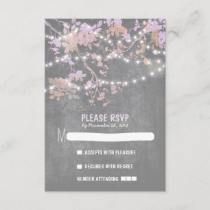 String lights Moderne rustikale Hochzeitskarten RS RSVP Karte