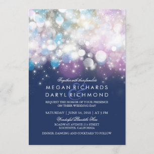 String Lights Navy Hochzeit Einladung