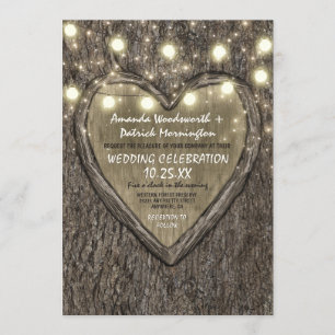 String Lights + Oak Tree Barke Hochzeitseinladunge Einladung