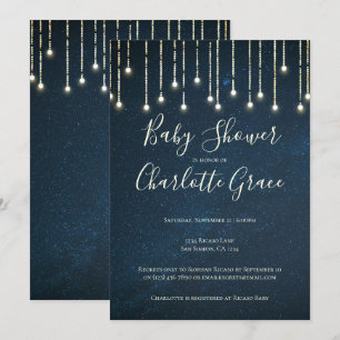 String Lights on Starry Sky Baby Shower (unisex) Einladung