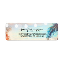 String Lights Palms Beach Sunset Return Wedding