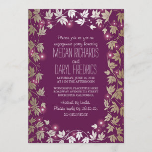 String Lights Plum - Gold Garden Engagement Party Einladung
