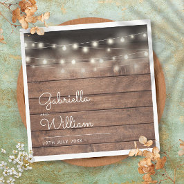 String Lights Rustic Barn Wood Elegantes Skript Serviette