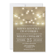 String Lights + Rustic Burlap Wedding Einladungen