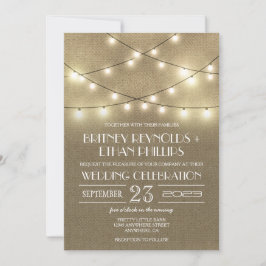 String Lights + Rustic Burlap Wedding Einladungen