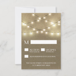 String Lights + Rustic Burlap Wedding RSVP Cards