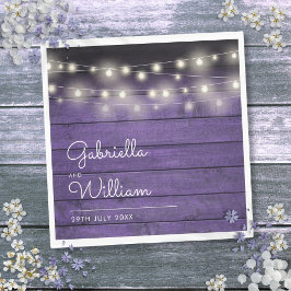 String Lights Rustic Lila Wood Elegantes Skript Serviette