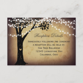 String Lights Rustic Tree Wedding Reception Card Begleitkarte
