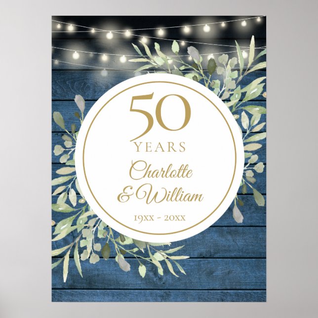 String Lights Rustikales Holz 50 Jahre Jubiläumsze Poster (Vorne)
