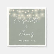 String Lights Script Black and White Wedding