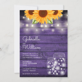 String Lights Sonnenblumen Mason Jars Lila Hochzei Einladung