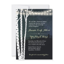 String Lights Stars Birch Tree Hochzeitseinladunge
