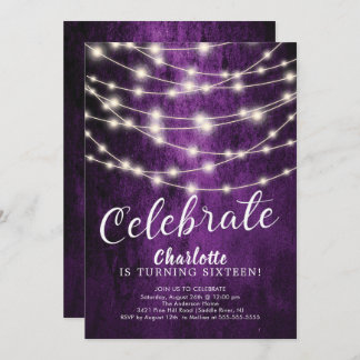 String Lights Sweet 16. Geburtstag Einladung