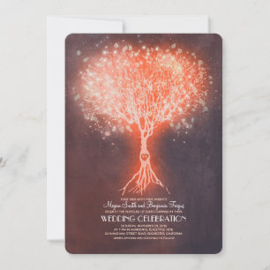 String Lights Tree Dreamy Rustic Wedding Einladung