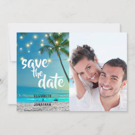 String Lights Tropical Beach Save the Date Foto Z