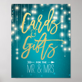 String Lights Türkis Cards & Gifts Wedding Sign Poster
