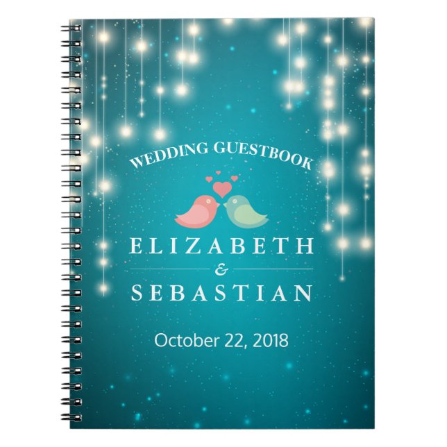 String Lights Turquoise Glitzer Wedbook Notizblock (Vorderseite)