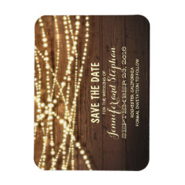String Lights und Barn Wood Save the Date Magnet