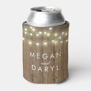 String Lights und Barn Wood Wedding Dosenkühler