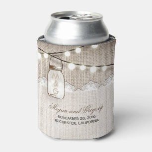 String Lights und Mason Jar Rustic Burlap Dosenkühler