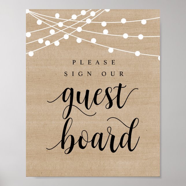 String Lights, Wedding Our Guest Board Poster (Vorne)