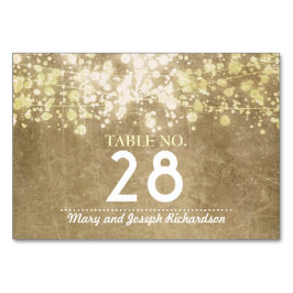 String lights Wedding Tischnummer Card Platzkarte