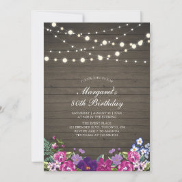 String Lights & Wood | Floral Erwachsene Geburtsta Einladung